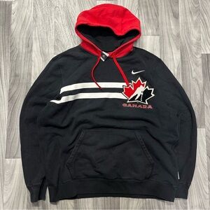 Nike Black and Red Canada Logo Hoodie